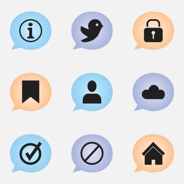 9 düzenlenebilir Web simgeler kümesi. Semboller içeren profil gibi inkar, güvercin ve daha fazlası. Web, mobil, UI ve Infographic tasarımı için kullanılabilir.