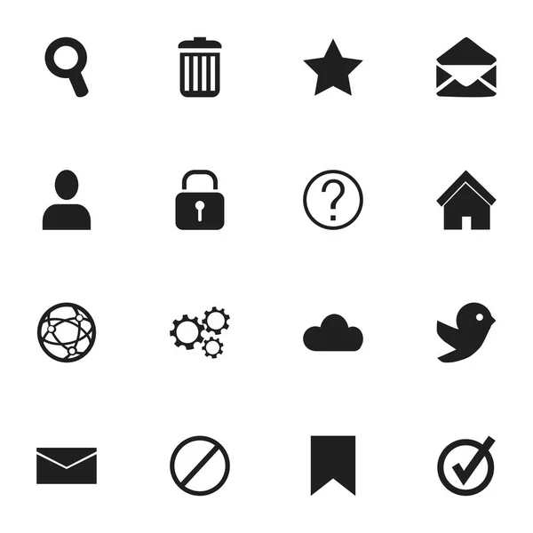 Набір з 16 редаговані мережі іконок. Включає в себе символи, такі як вдома, голуб, пошта та багато іншого. Може використовуватися для веб, мобільні, призначеного для користувача інтерфейсу і інфографіки дизайн. — стоковий вектор