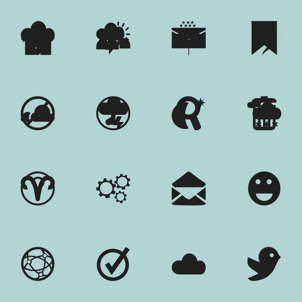 Набір з 16 редаговані веб-іконок. Включає в себе символи, такі як вдома, передач, Emoji та багато іншого. Може використовуватися для веб, мобільні, призначеного для користувача інтерфейсу і інфографіки дизайн. — стоковий вектор