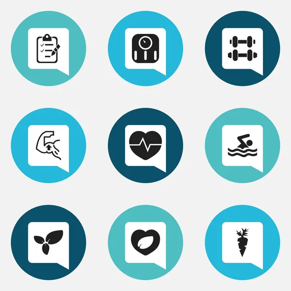 Set de 9 iconos de estilo de vida editables. Incluye símbolos tales como músculo, planta, cuestionario y más. Puede ser utilizado para el diseño de la tela, móvil, interfaz de usuario e infografía . — Vector de stock