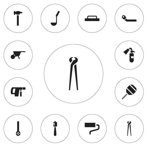 Set di 12 icone dello strumento modificabili. Include simboli come spruzzatore, bastone di miele, pinzette e altro ancora. Può essere utilizzato per la progettazione web, mobile, UI e infografica . — Vettoriale Stock