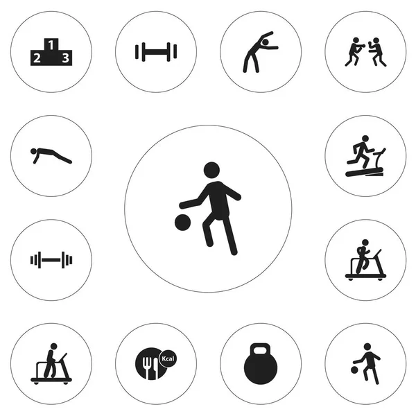 Set Of 12 Editable Exercise Icons. Includes Symbols Such As Executing Running, Sportsman, Platform For Winner And More. Can Be Used For Web, Mobile, UI And Infographic Design. — Stock Vector