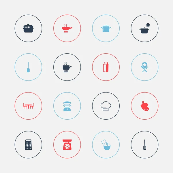 16 düzenlenebilir pişirme simgeler kümesi. Süt şişesi, tencere, yemek masası ve daha fazlası gibi simgeler içerir. Web, mobil, UI ve Infographic tasarımı için kullanılabilir.