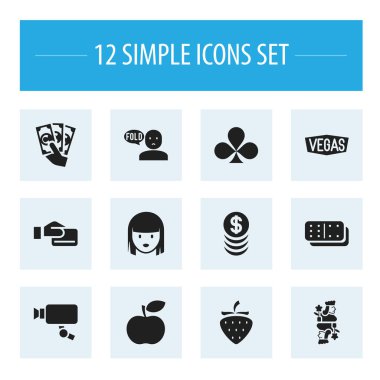 12 düzenlenebilir heyecan simgeler kümesi. Düşünen adam, Cam, Shamrock ve daha fazla izleme gibi simgeler içerir. Web, mobil, UI ve Infographic tasarımı için kullanılabilir.