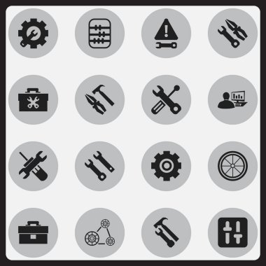 16 düzenlenebilir mekanik simgeler kümesi. Enstrüman, aritmetik, uyarı ve daha fazlası gibi simgeler içerir. Web, mobil, UI ve Infographic tasarımı için kullanılabilir.