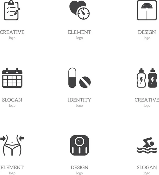 Set de 9 iconos de estilo de vida editables. Incluye símbolos como el plan de fecha, cronómetro, medición de peso y más. Puede ser utilizado para el diseño de la tela, móvil, interfaz de usuario e infografía . — Vector de stock