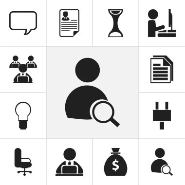 12 düzenlenebilir Bürosu simgeler kümesi. İşçi gibi simgeler Laptop, yaprak, belge ve daha fazlasını içerir. Web, mobil, UI ve Infographic tasarımı için kullanılabilir.