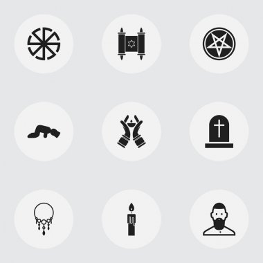 9 düzenlenebilir din simgeler kümesi. Yangın balmumu, David Star, Şamdan gibi simgeler içerir. Web, mobil, UI ve Infographic tasarımı için kullanılabilir.