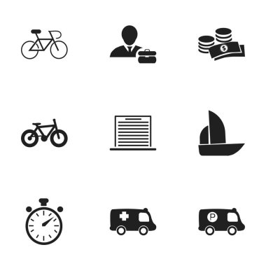 9 düzenlenebilir karışık simgeler kümesi. Polis aracı gibi simgeler çalışan, yat ve daha fazlasını içerir. Web, mobil, UI ve Infographic tasarımı için kullanılabilir.