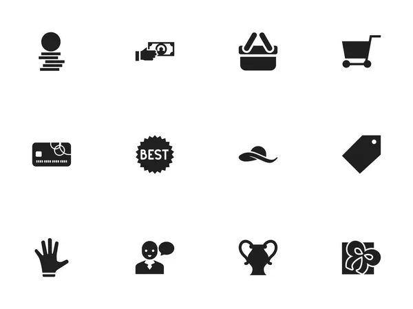 Ensemble de 12 icônes d'affaires modifiables. Comprend des symboles tels que paiement, ruban, bandeau. Peut être utilisé pour le Web, mobile, interface utilisateur et infographie . — Image vectorielle