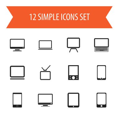 12 düzenlenebilir Gadget simgeler kümesi. Tv, bilgisayar, Notebook ve daha fazlası gibi simgeler içerir. Web, mobil, UI ve Infographic tasarımı için kullanılabilir.