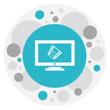 Monitör simgesini sembolü filme vektör çizim. Premium Kalite izole görüntü öğesinde Trendy düz stil.