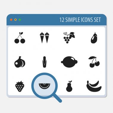12 düzenlenebilir tatlı simgeler kümesi. Kireç, armut, patlıcan ve daha fazlası gibi simgeler içerir. Web, mobil, UI ve Infographic tasarımı için kullanılabilir.