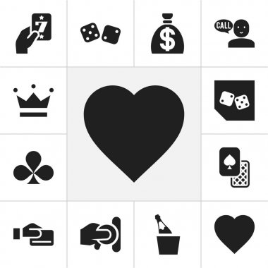12 düzenlenebilir iş simgeler kümesi. Küp, kova, yonca vb. şişede kumar gibi simgeleri içerir. Web, mobil, UI ve Infographic tasarımı için kullanılabilir.