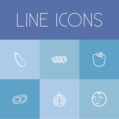 6 düzenlenebilir tencere anahat simgeleri ayarlayın. Dilimlenmiş domates, tatlı biber, sebze ve daha fazlası gibi simgeler içerir. Web, mobil, UI ve Infographic tasarımı için kullanılabilir.