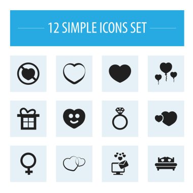 12 düzenlenebilir kalp simgeler kümesi. Gibi hediye, mutlu gibi sembolleri içerir ve daha fazlası. Web, mobil, UI ve Infographic tasarımı için kullanılabilir.