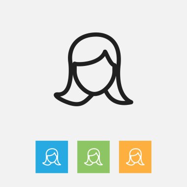 Vektör çizim saç modeli anahat iş sembolü. Premium Kalite izole kadın yüz Trendy düz stil öğesinde.