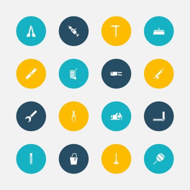 16 düzenlenebilir aparatı simgeler kümesi. Sevk irsaliyesi, tornavida, vida ve daha fazlası gibi simgeler içerir. Web, mobil, UI ve Infographic tasarımı için kullanılabilir.