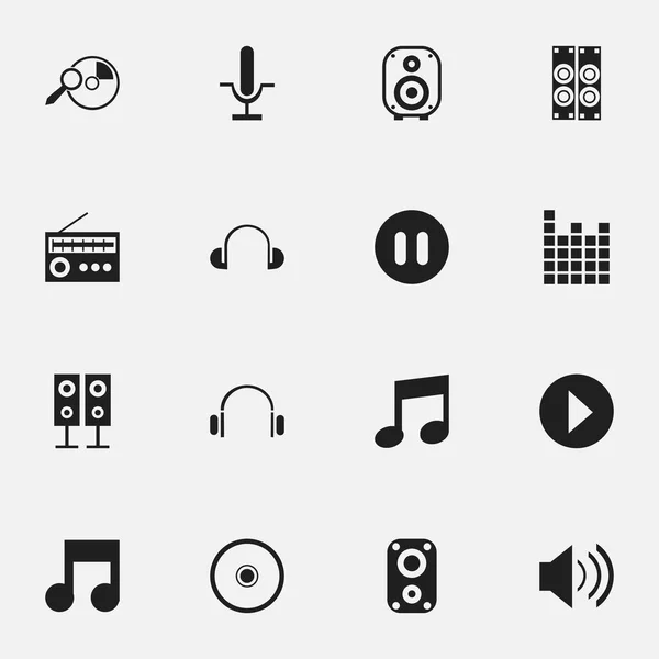 16 düzenlenebilir şarkı simgeler kümesi. Ses, kulaklık, vinil ve daha fazlası gibi simgeler içerir. Web, mobil, UI ve Infographic tasarımı için kullanılabilir. — Stok Vektör