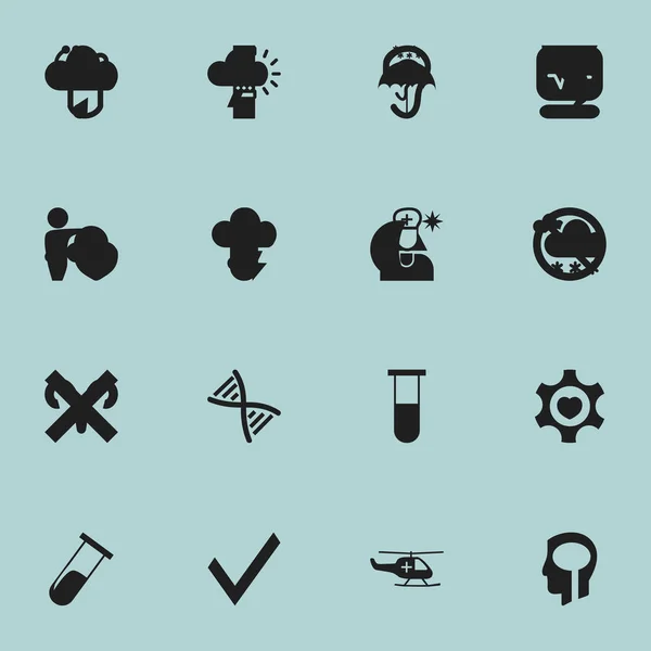 Комплект из 16 иконок для больниц. Includes Symbols such as Doctor Tool, Listen, Heart and More. Can be used for Web, Mobile, UI and Infographic Design . — стоковый вектор