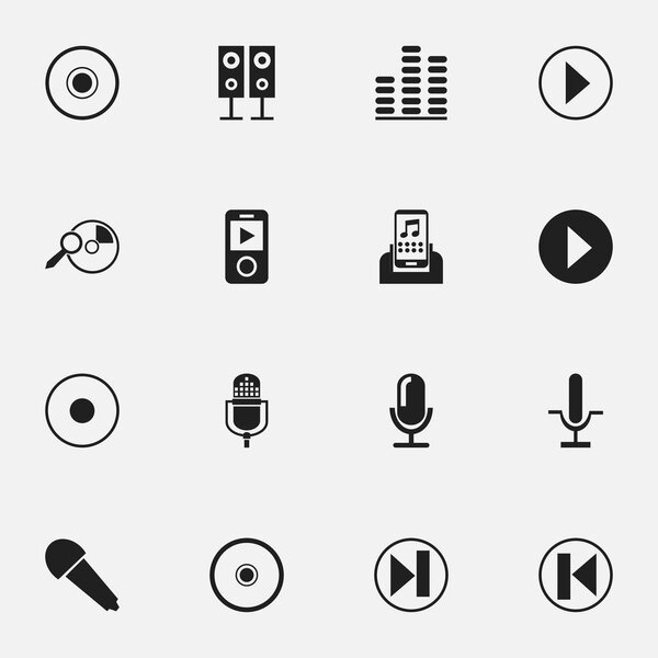 Набор из 16 настольных медиаиконок. Includes Symbols such as Microphone, Music Speaker, Media Device and More. Can be used for Web, Mobile, UI and Infographic Design
.