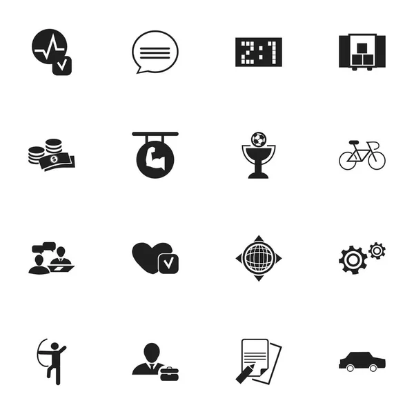 Satz von 16 editierbaren gemischten Symbolen. beinhaltet Symbole wie Geburt, Bizeps, Welt und mehr. kann für Web-, Mobil-, UI- und Infografik-Design verwendet werden. — Stockvektor