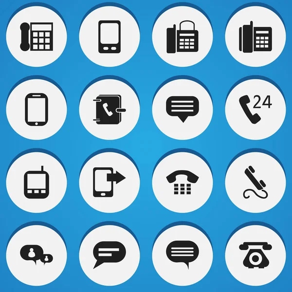 Set di 16 icone del telefono modificabili. Include simboli come telefono di ufficio, cellulare di casa, telecomunicazione retrò e altro ancora. Può essere utilizzato per la progettazione web, mobile, UI e infografica . — Vettoriale Stock
