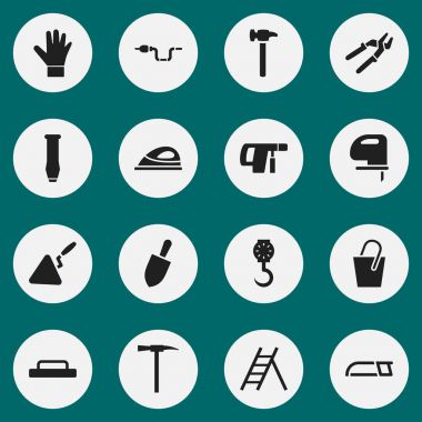 16 düzenlenebilir aparatı simgeler kümesi. Mala, Spatula, boru ve daha fazlası gibi simgeler içerir. Web, mobil, UI ve Infographic tasarımı için kullanılabilir.