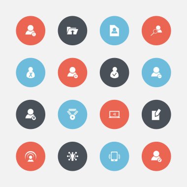 16 düzenlenebilir genel simgeler kümesi. Madalya, Beceri, Onayla kullanıcı ve daha fazlası gibi simgeleri içerir. Web, mobil, UI ve Infographic tasarımı için kullanılabilir.