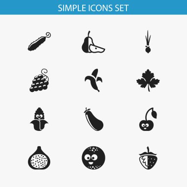 12 düzenlenebilir sebze simgeler kümesi. Kabak, yaprak, Berry ve daha fazlası gibi simgeler içerir. Web, mobil, UI ve Infographic tasarımı için kullanılabilir.