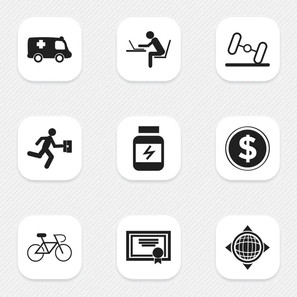 9 düzenlenebilir karmaşık simgeler kümesi. Para birimi, patron, acil durum ve daha fazlası gibi simgeler içerir. Web, mobil, UI ve Infographic tasarımı için kullanılabilir.