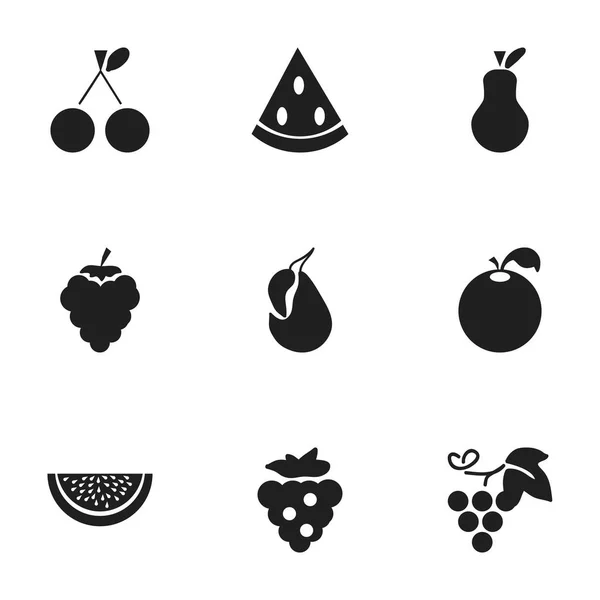 Set de 9 iconos de bayas editables. Incluye símbolos como pera, merlot, uva y más. Puede ser utilizado para el diseño de la tela, móvil, interfaz de usuario e infografía . — Vector de stock