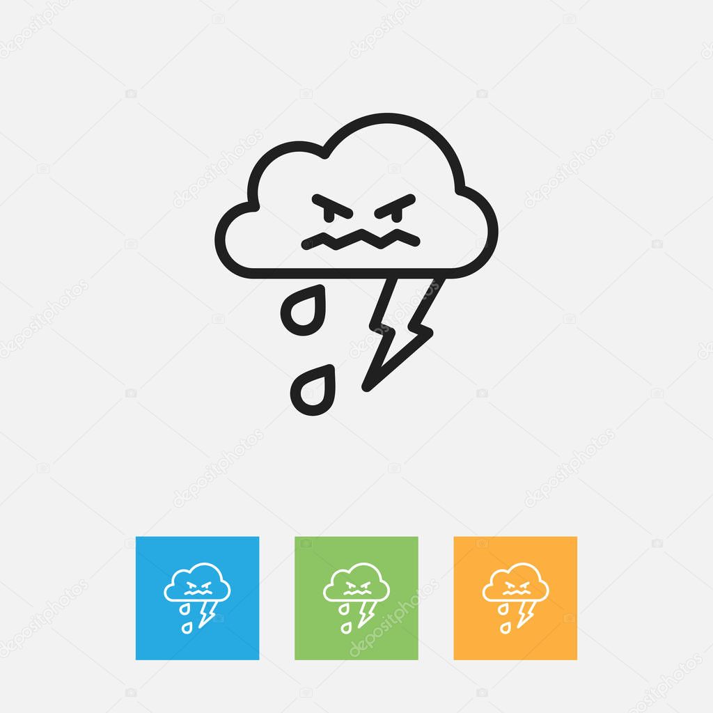 Vector Illustration Of Air Symbol On Storm Outline. Premium Quality Isolated Thunderstorm Element In Trendy Flat Style.