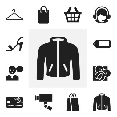 12 düzenlenebilir alışveriş simgeler kümesi. Topuk Cothurnus, çanta, etiket ve daha fazlası gibi simgeler içerir. Web, mobil, UI ve Infographic tasarımı için kullanılabilir.