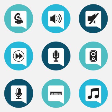 9 düzenlenebilir Medya simgeler kümesi. Sessiz, geri sarma, medya röportaj ve daha fazlası gibi simgeler içerir. Web, mobil, UI ve Infographic tasarımı için kullanılabilir.