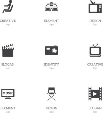 9 düzenlenebilir filme simgeler kümesi. Eylem, koltuk, kamera şerit ve daha fazlası gibi simgeler içerir. Web, mobil, UI ve Infographic tasarımı için kullanılabilir.