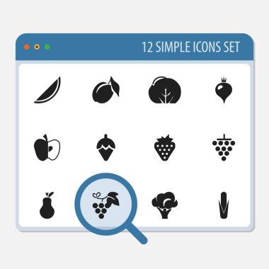 12 düzenlenebilir tatlı simgeler kümesi. Brokoli, küme, Mısır ve daha fazlası gibi simgeler içerir. Web, mobil, UI ve Infographic tasarımı için kullanılabilir.