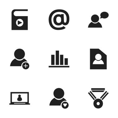 9 düzenlenebilir genel simgeler kümesi. Çizgi grafiği, belge ve güzel Profile gibi simgeler içerir. Web, mobil, UI ve Infographic tasarımı için kullanılabilir.