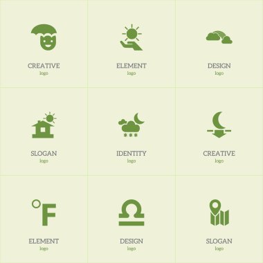 9 düzenlenebilir hava simgeler kümesi. Mutlu bir adam, hava durumu gibi simgeler sonra yağmur, Twilight ve daha fazlasını içerir. Web, mobil, UI ve Infographic tasarımı için kullanılabilir.