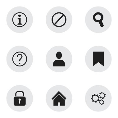 9 düzenlenebilir Web simgeler kümesi. Büyüteç'i, güvenlik ve Profile gibi simgeler içerir. Web, mobil, UI ve Infographic tasarımı için kullanılabilir.