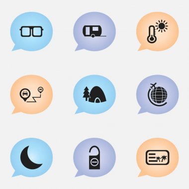 9 düzenlenebilir tatil simgeler kümesi. Hilal, termometre, karavan ve daha fazlası gibi simgeler içerir. Web, mobil, UI ve Infographic tasarımı için kullanılabilir.