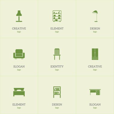 9 düzenlenebilir mobilya simgeler kümesi. Stillage, ışık, RECLINER ve daha fazlası gibi simgeler içerir. Web, mobil, UI ve Infographic tasarımı için kullanılabilir.