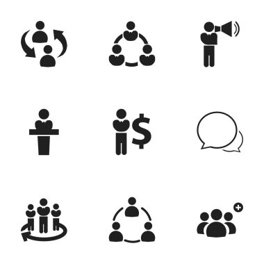 9 düzenlenebilir takım simgeler kümesi. Semboller gibi Finans Direktörü, takım, kurumsal içerir ve daha fazlası. Web, mobil, UI ve Infographic tasarımı için kullanılabilir.