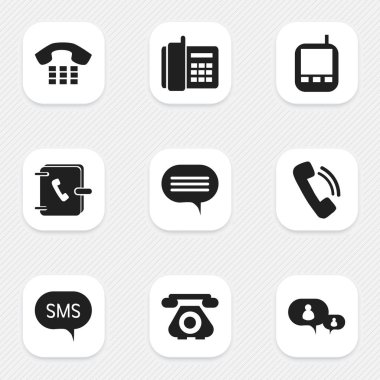 9 düzenlenebilir telefon simgeler kümesi. Simgeler sohbet, arama, konuşmak ve daha fazlası gibi içerir. Web, mobil, UI ve Infographic tasarımı için kullanılabilir.