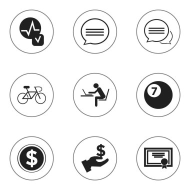 9 düzenlenebilir karmaşık simgeler kümesi. Kalp atışı, Doları, programcı ve daha fazlası gibi simgeler içerir. Web, mobil, UI ve Infographic tasarımı için kullanılabilir.