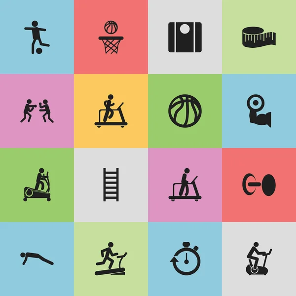 Set di 16 icone di stile di vita modificabili. Include simboli come l'educazione fisica, l'esecuzione di corsa, istruzione maschile e altro ancora. Può essere utilizzato per la progettazione web, mobile, UI e infografica . — Vettoriale Stock