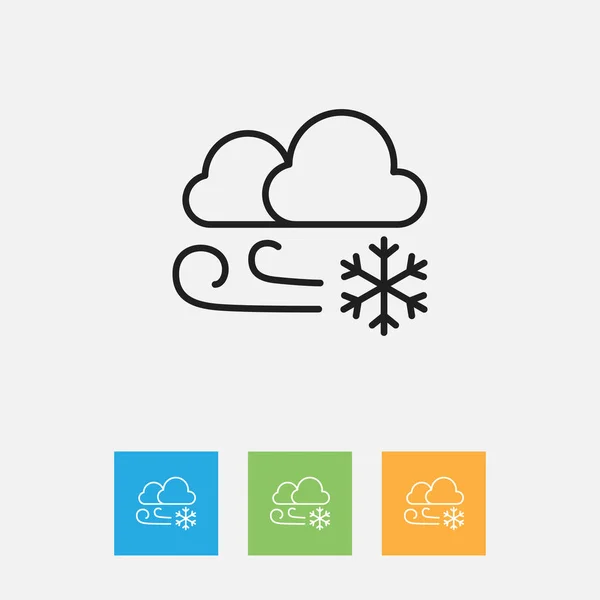 Illustration vectorielle du symbole météorologique sur le contour hivernal. Élément de vent isolé de qualité supérieure dans un style plat à la mode . — Image vectorielle