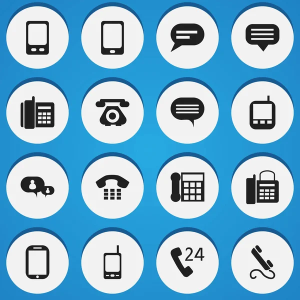 Set van 16 bewerkbare telefoon iconen. Bevat symbolen zoals Tablet, Smartphone, chatten en meer. Kan worden gebruikt voor Web, Mobile, Ui en Infographic Design. — Stockvector