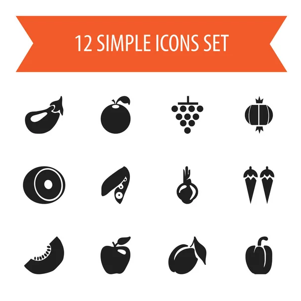 Uppsättning av 12 redigerbara Dessert ikoner. Innehåller symboler som till exempel Sativum, Honeycrisp, Chili och mycket mer. Kan användas för webb-, mobil-, Ui- och Infographic Design. — Stock vektor