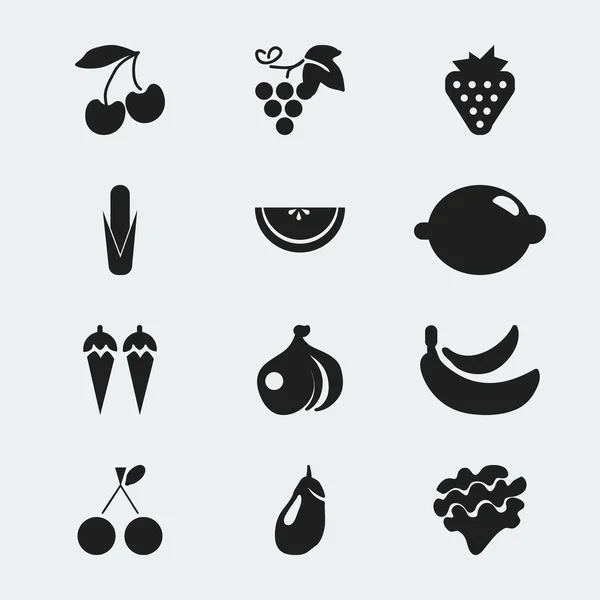 Set de 12 iconos de bayas editables. Incluye símbolos como frutas de la selva, cal, maíz y más. Puede ser utilizado para el diseño de la tela, móvil, interfaz de usuario e infografía . — Vector de stock